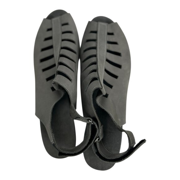 MUNRO "ABBY" GRAY NUBUCK LATTICE CUT SLINGBACK BLOCK HEELS SIZE 10.5M - Picture 4 of 8